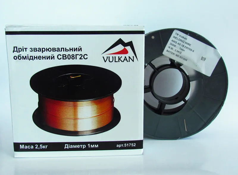 Дріт зварюв. обмід. 1,0мм/2,5кг (катушка-пластік) СВ08Г2С — Photo 1