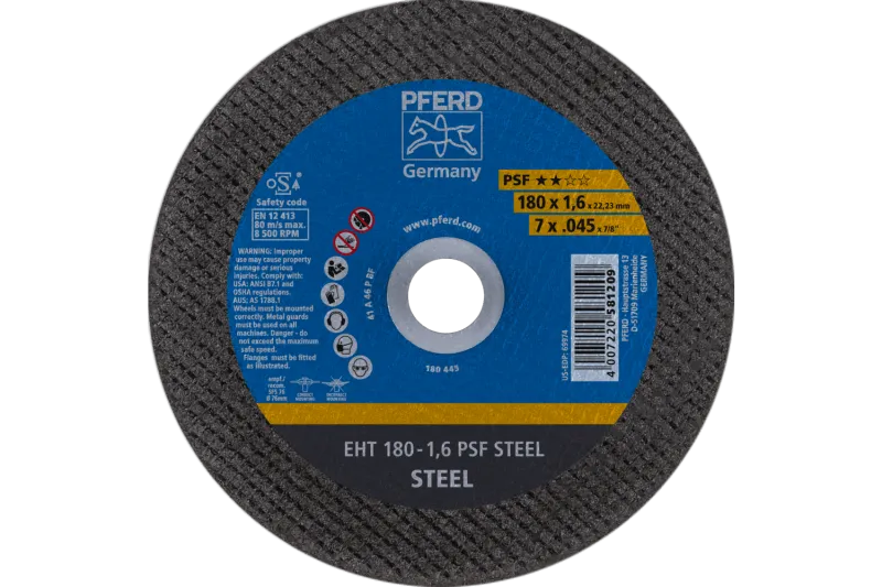 Круг відрізний 180*1,6*22 PSF STEEL сталь