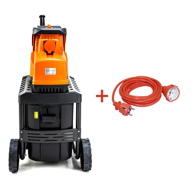 Подрібнювач садовий DS2800/45 KIT, 220В, 2800Вт, гілки до 45мм, ножі, контейнер 60л + подовжувач 10м помаранч. — Photo 3