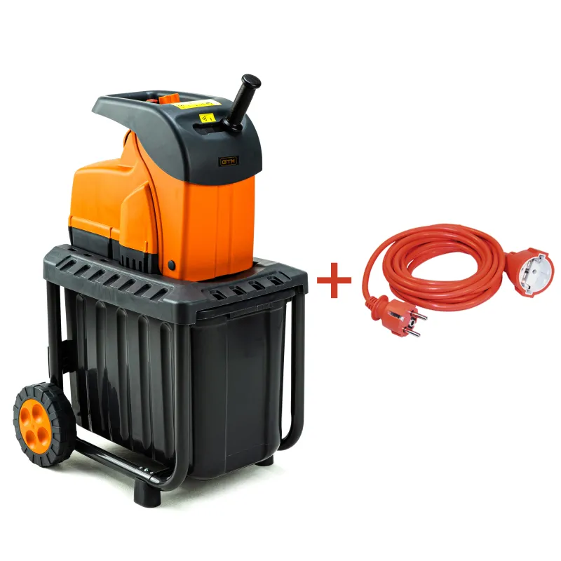 Подрібнювач садовий DS2800/45 KIT, 220В, 2800Вт, гілки до 45мм, ножі, контейнер 60л + подовжувач 10м помаранч. — Photo 2