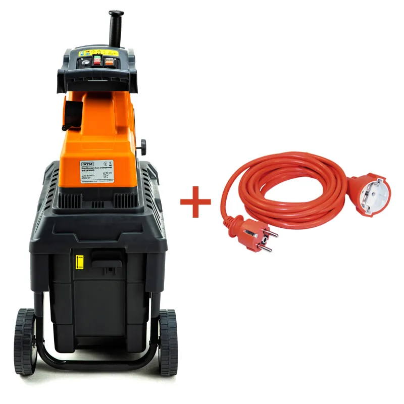 Подрібнювач садовий MS2800/45 KIT, 220В, 2800Вт, гілки до 45мм, фреза, контейнер 60л + подовжувач 10м помаранч. — Photo 3