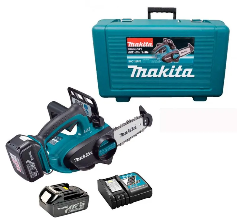 Пила ланцюгова акумуляторна DUC122RFE 18В, шина 11,5см, 1/4" 1,1мм 2акум. 3А*год, зарядний пристрій — Photo 1