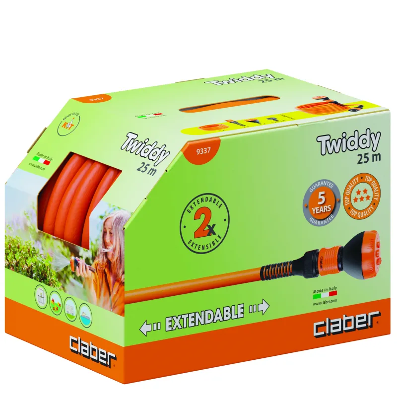 Шланг поливальний пружинний 1/2" TWIDDY 25м, з конекторами і розпилювачем
