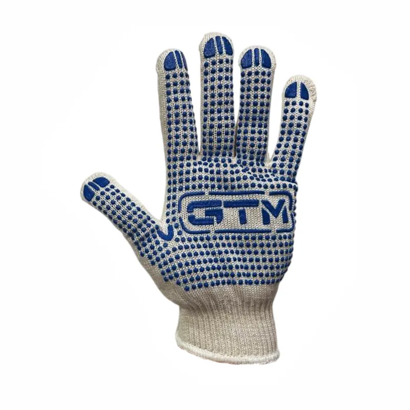 Рукавички трикотажні, білі з голубим ПВХ (30%пэ 70%х/б) 10р. 8410 GTM — Photo 2