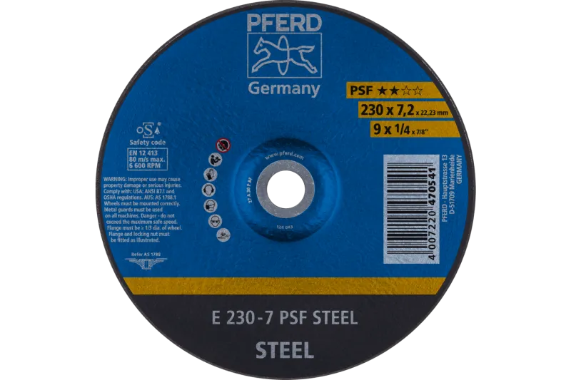 Круг зачисний 230*7,2*22 PSF STEEL сталь, чавун