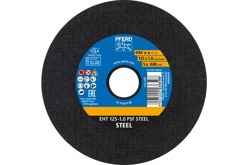 Круг відрізний 125*1,0*22 PSF STEEL сталь