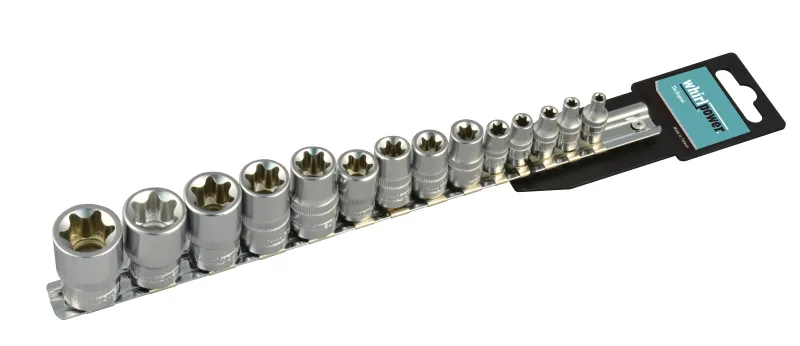 Набір головок 1/4", 3/8", 1/2" Е4-Е24 14од на планці
