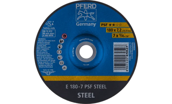 Круг зачисний 180*7,2*22 PSF STEEL сталь, чавун