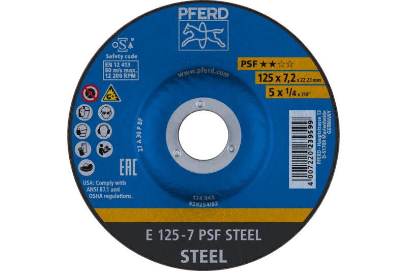 Круг зачисний 125*7,2*22 PSF STEEL сталь, чавун