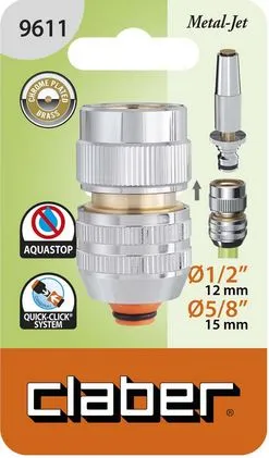 Конектор 1/2"- 5/8" для поливального шлангу AquaStop, метал — Photo 1