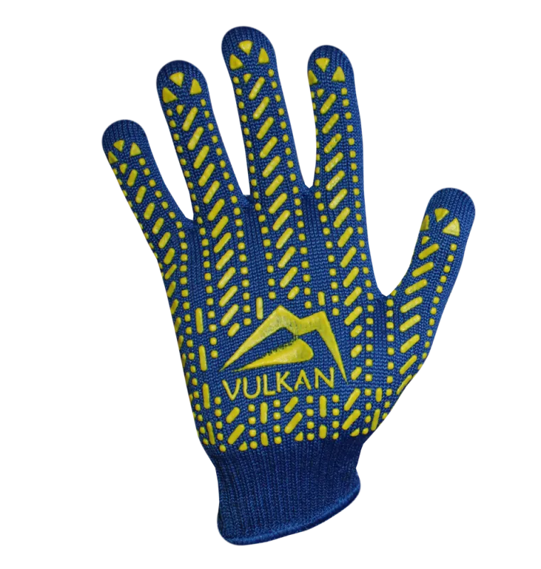 Рукавички трикотажні сині з ПВХ крапкою ТМ Vulkan Lux (полегшені), р.10 — Photo 1