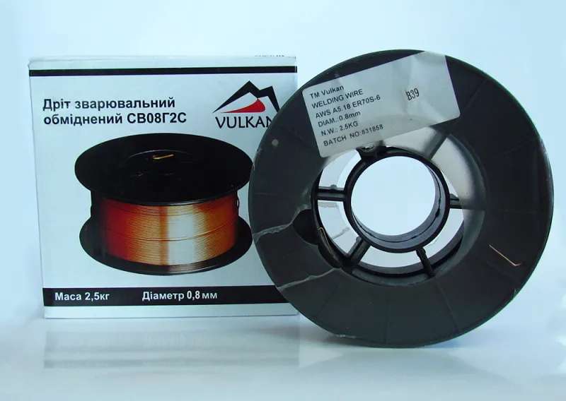 Дріт зварюв. обмід. 0,8мм/2,5кг (катушка-пластік) СВ08Г2С — Photo 1