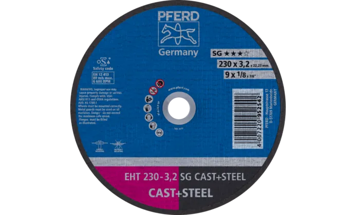 Круг відрізний 230*3,2*22 SG CAST+STEEL чавун/сталь